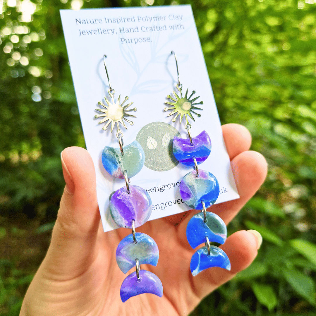 Translucent Moon Phase Drop Earrings (2 options)