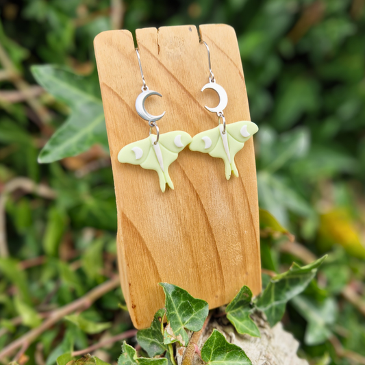 Celestial Luna Moth Hook Earrings