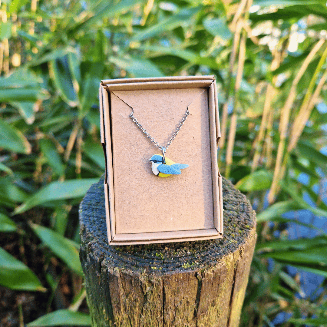 Blue Tit British Bird Polymer Clay 20" Necklace