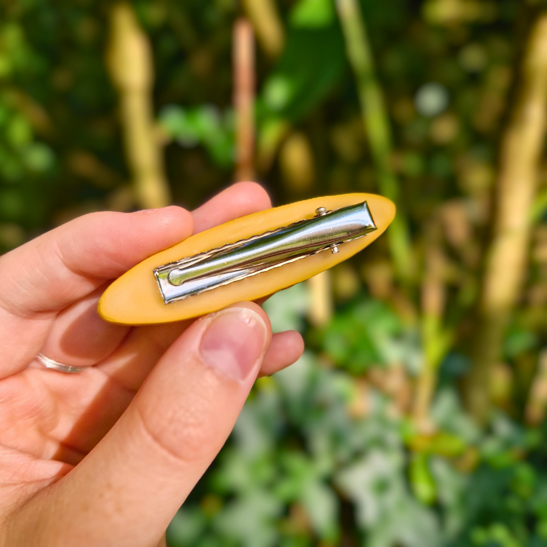 Sunflower Print Polymer Clay Hair Clip