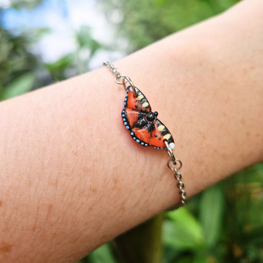 Hand Painted Tortoiseshell Butterfly Adjustable Bracelet