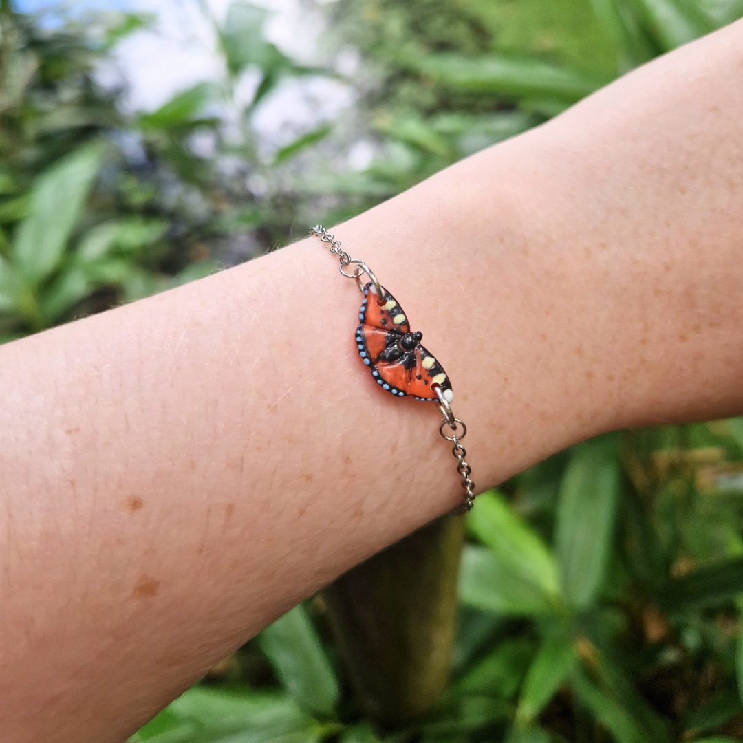 Hand Painted Tortoiseshell Butterfly Adjustable Bracelet