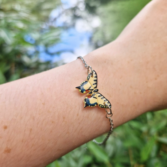 Hand Painted Tiger Swallowtail Butterfly Adjustable Bracelet