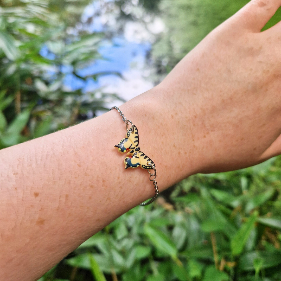 Hand Painted Tiger Swallowtail Butterfly Adjustable Bracelet