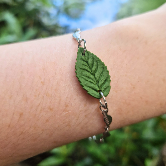 Polymer Clay Detailed Leaf Adjustable Bracelet