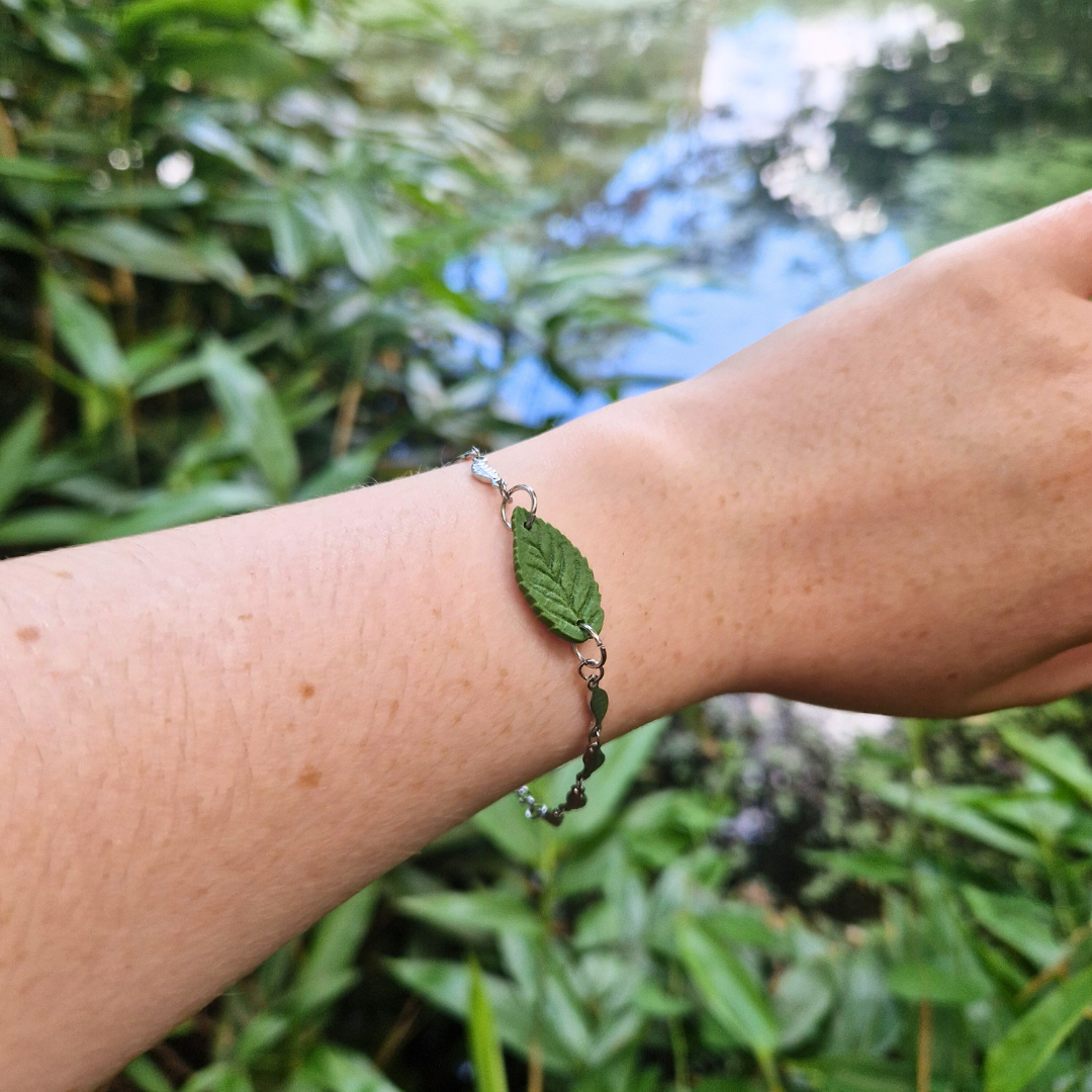 Polymer Clay Detailed Leaf Adjustable Bracelet