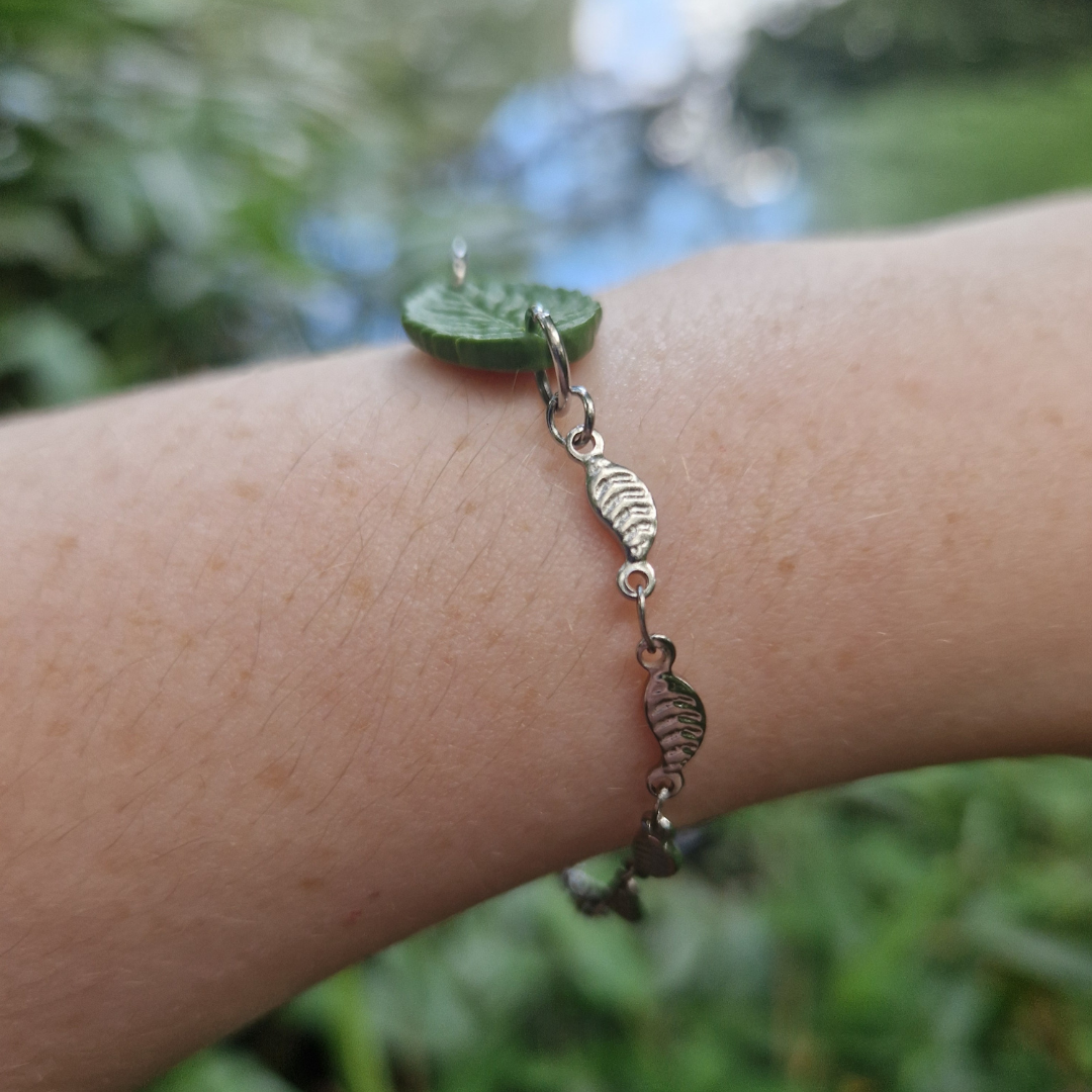 Polymer Clay Detailed Leaf Adjustable Bracelet