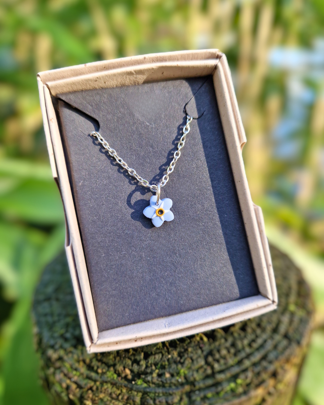 Dainty Polymer Clay Forget-me-not Necklace