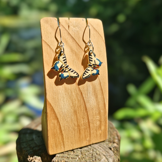 Hand Painted Swallowtail Tiger Butterfly Hook Earrings