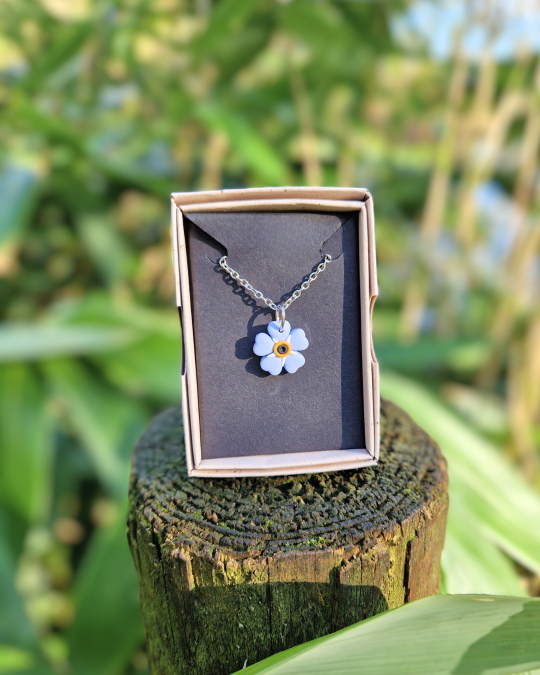 Detailed Polymer Clay Forget-me-not Necklace