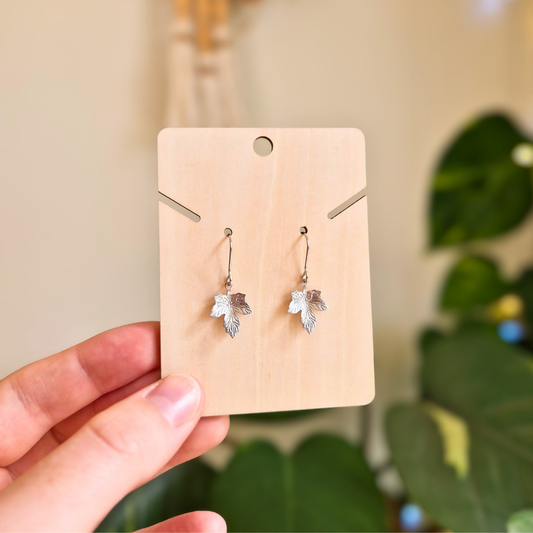 Maple Leaf Charm Drop Earrings