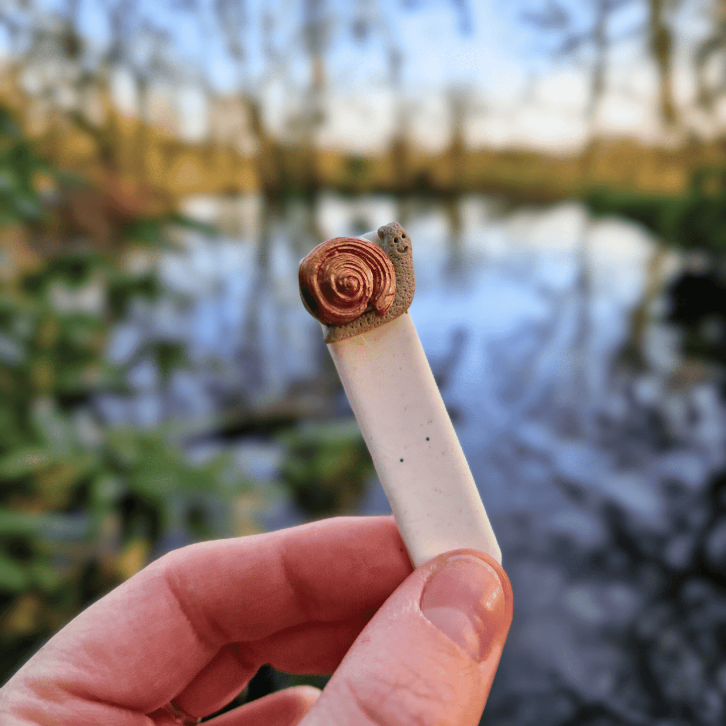 Happy Snail Polymer Clay Decorative Plant Tag