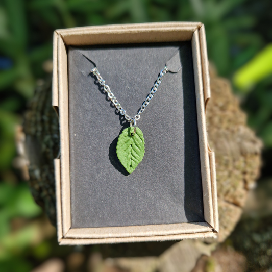 Polymer Clay Detailed Leaf Necklace | 20"