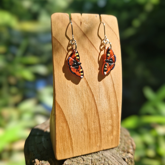 Hand Painted Tortoiseshell Butterfly Hook Earrings