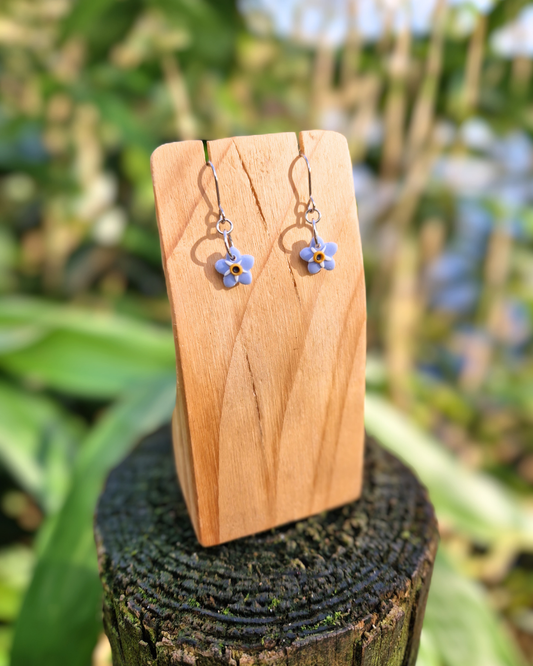 Dainty Polymer Clay Forget-me-not Drop Earrings