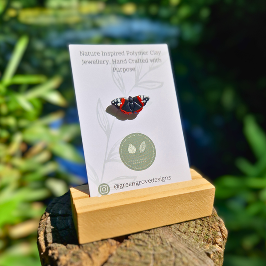 Hand Painted Red Admiral Butterfly Pin