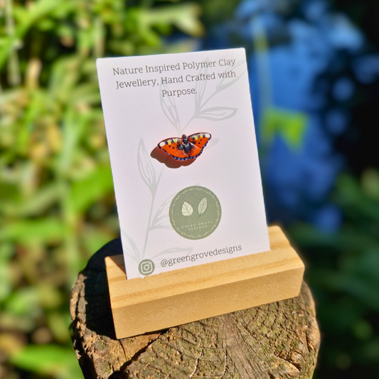 Hand Painted Tortoiseshell Butterfly Pin