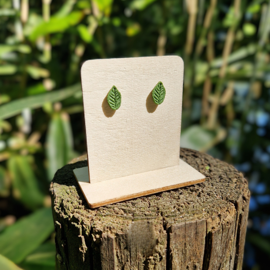 Polymer Clay Detailed Leaf Stud Earrings