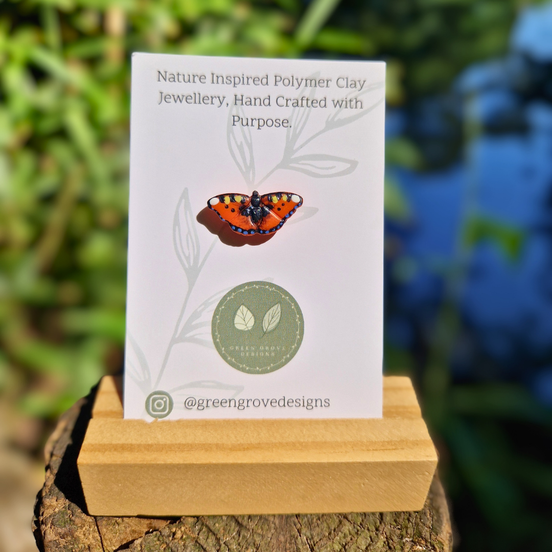 Hand Painted Tortoiseshell Butterfly Pin