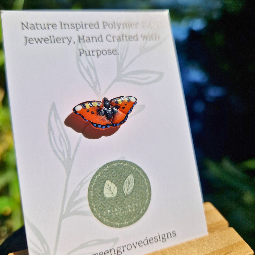 Hand Painted Tortoiseshell Butterfly Pin