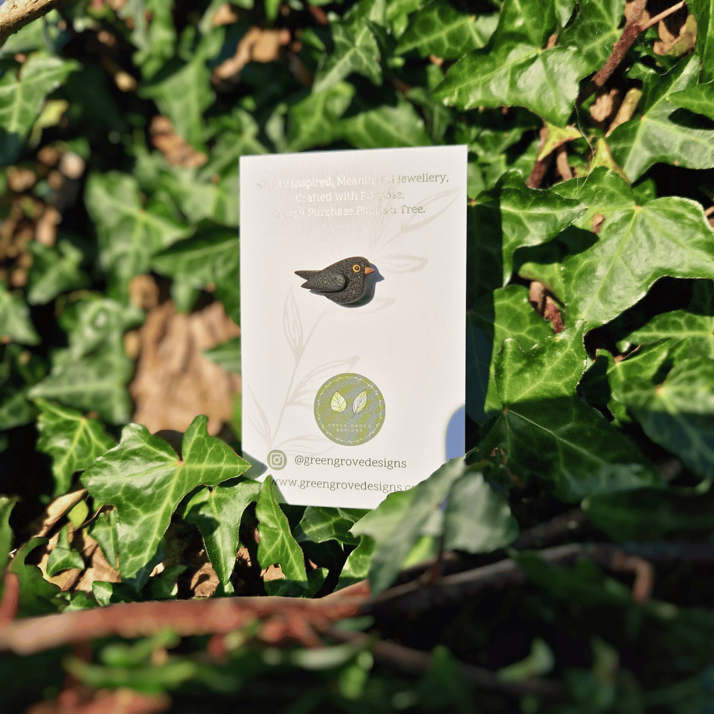 Blackbird British Bird Polymer Clay Pin