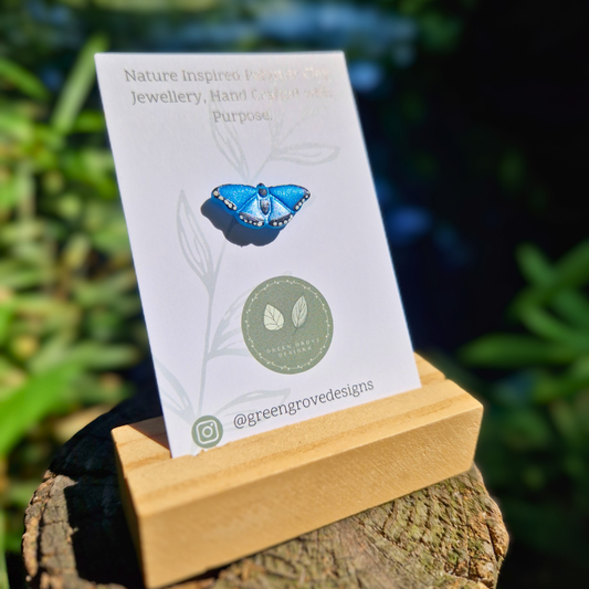Hand Painted Blue Morpho Butterfly Pin