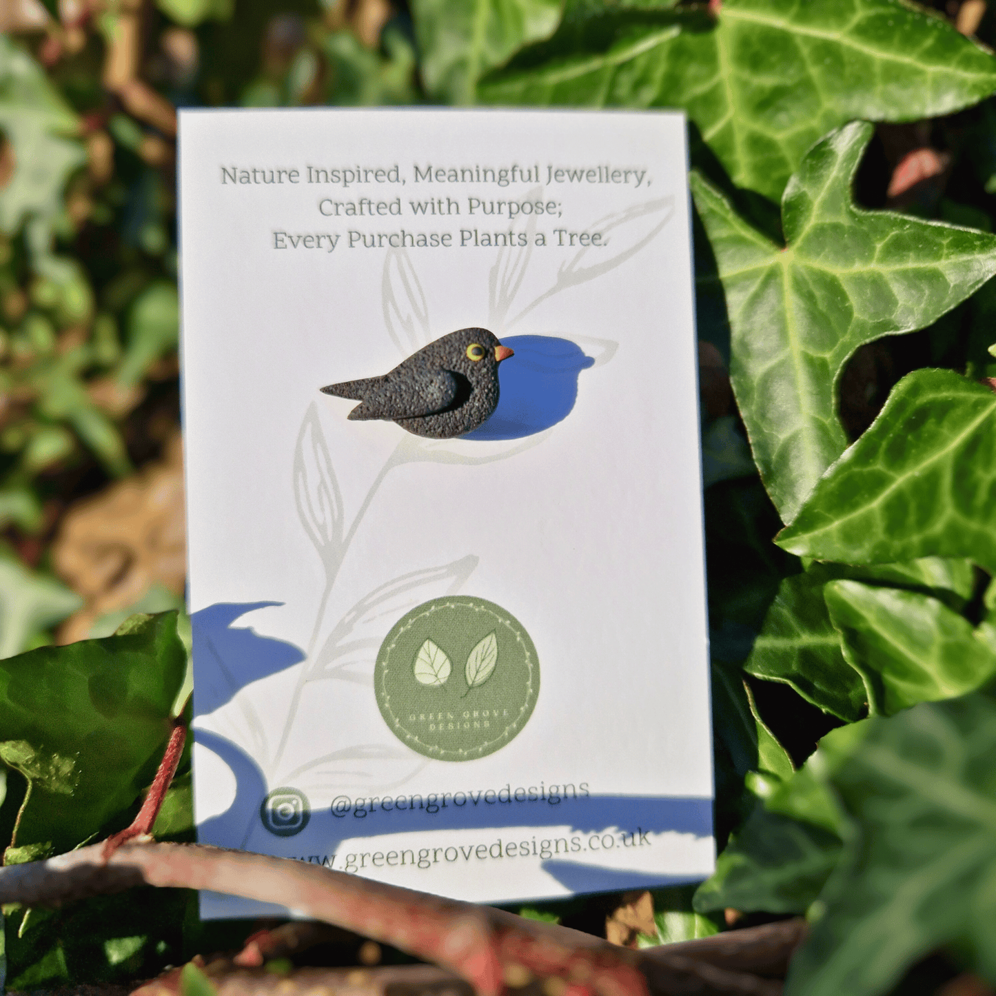 Blackbird British Bird Polymer Clay Pin