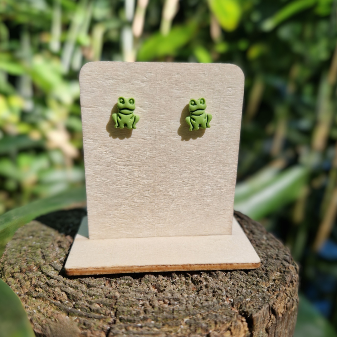 Polymer Clay Teeny Frog Stud Earrings