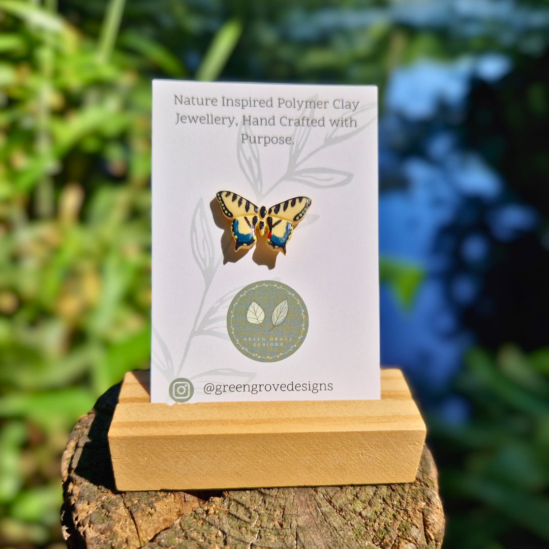 Hand Painted Swallowtail Tiger Butterfly Pin