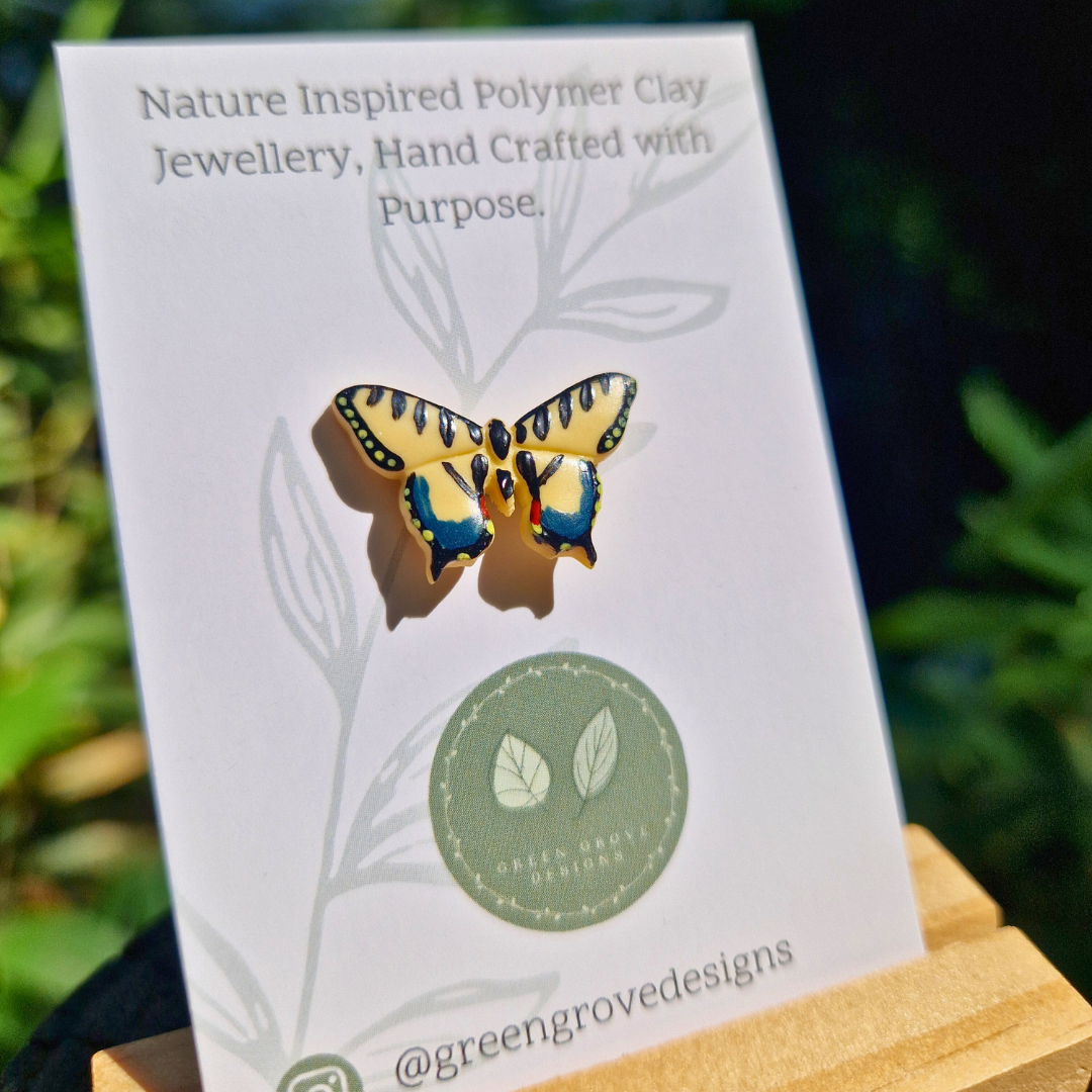 Hand Painted Swallowtail Tiger Butterfly Pin