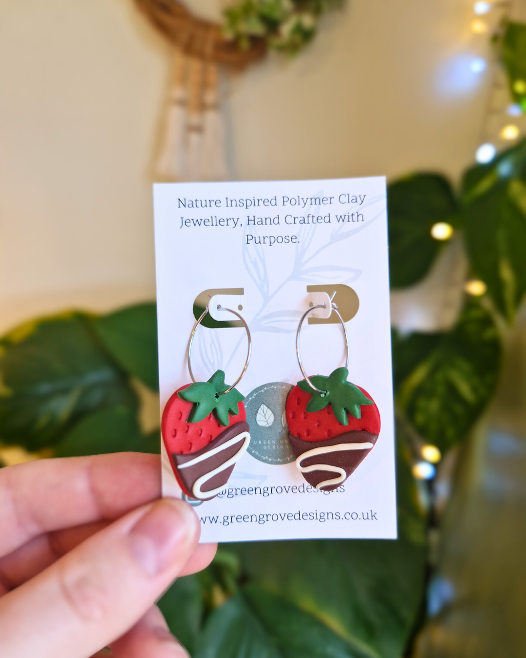 Chocolate Dipped Strawberry Hoop Earrings