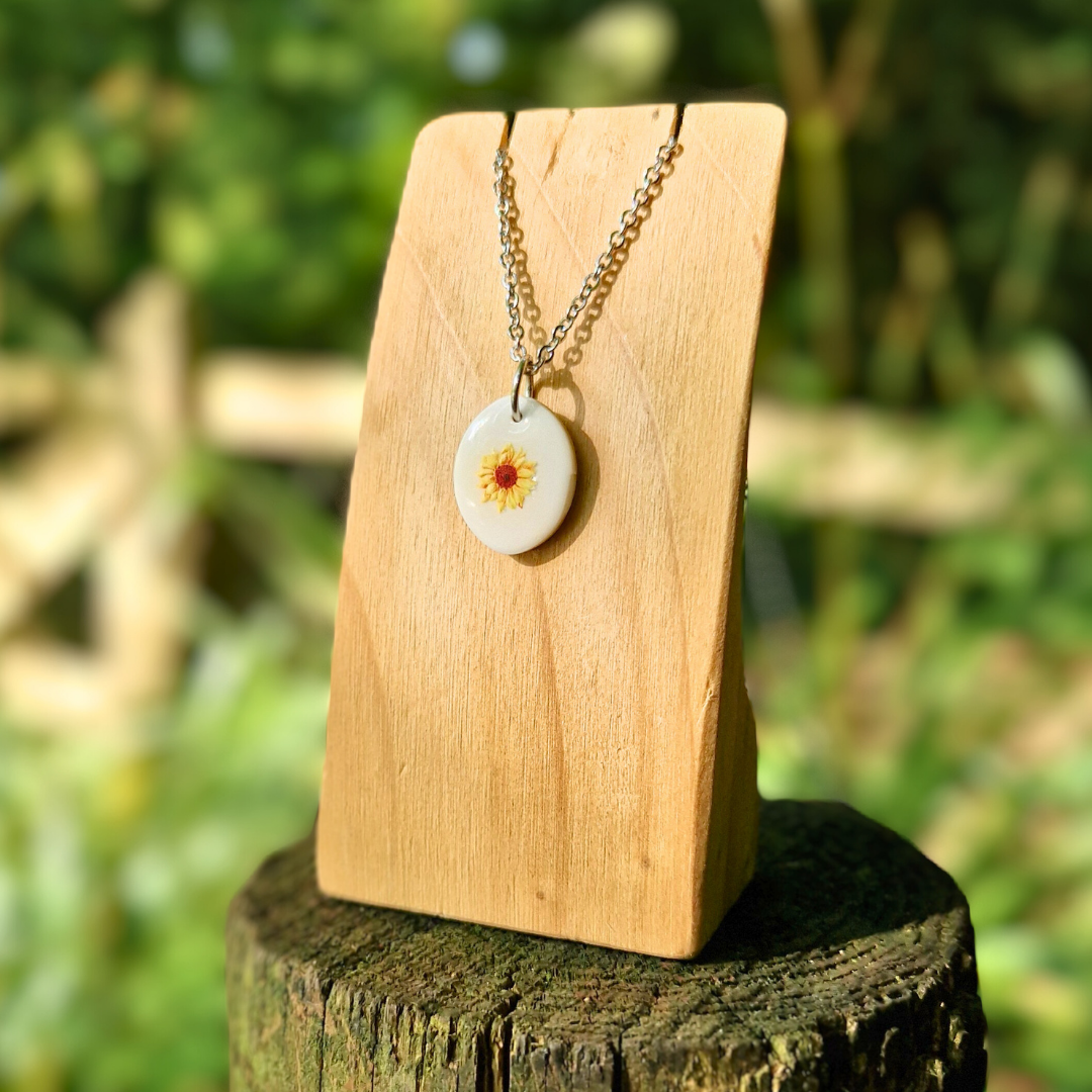 Sunflower Transfer Classic Oval 20" Necklace