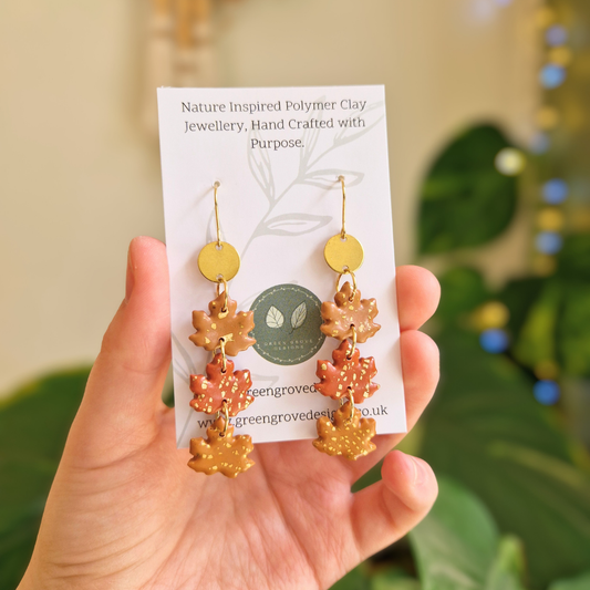 Trio Maple Leaf Drop Earrings