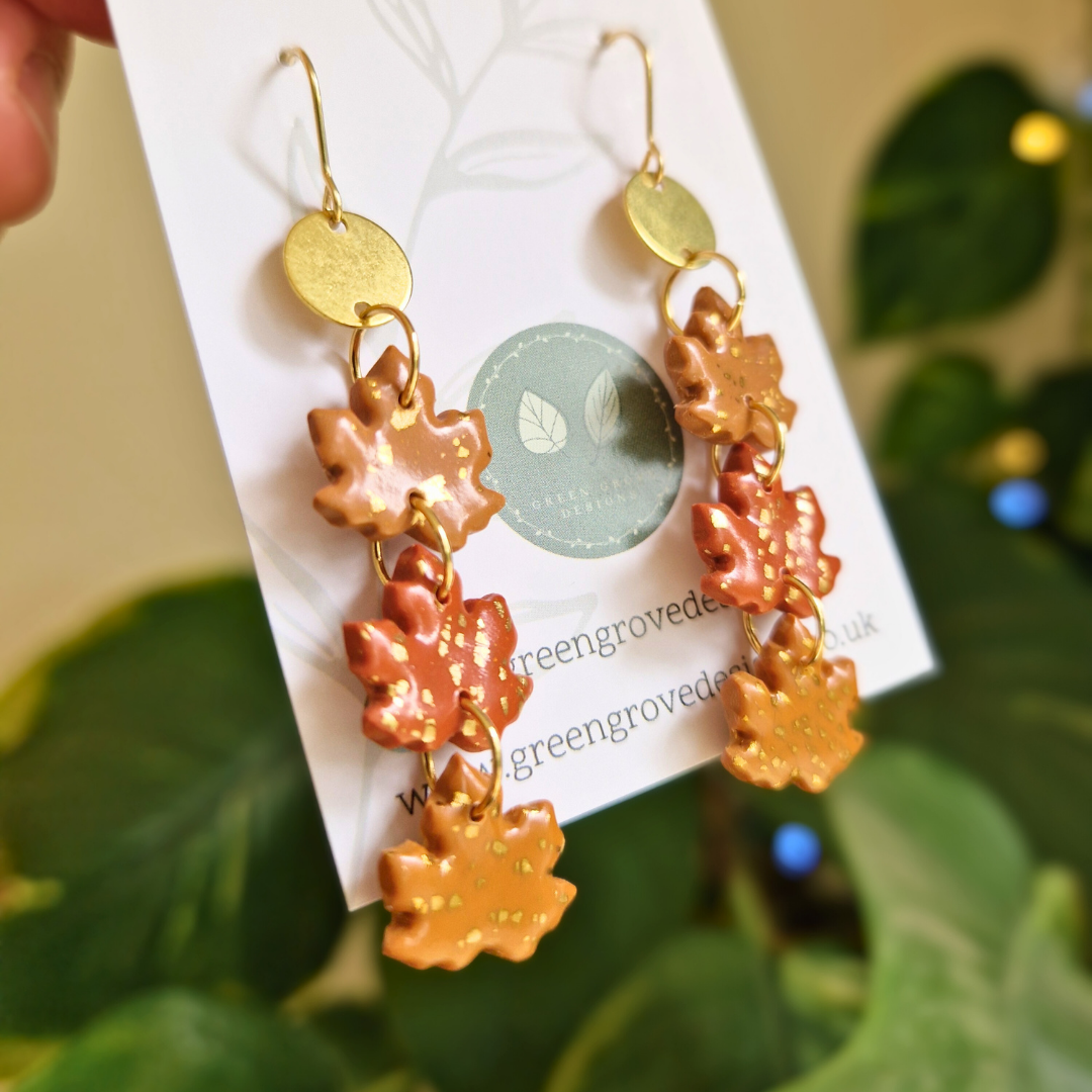 Trio Maple Leaf Drop Earrings