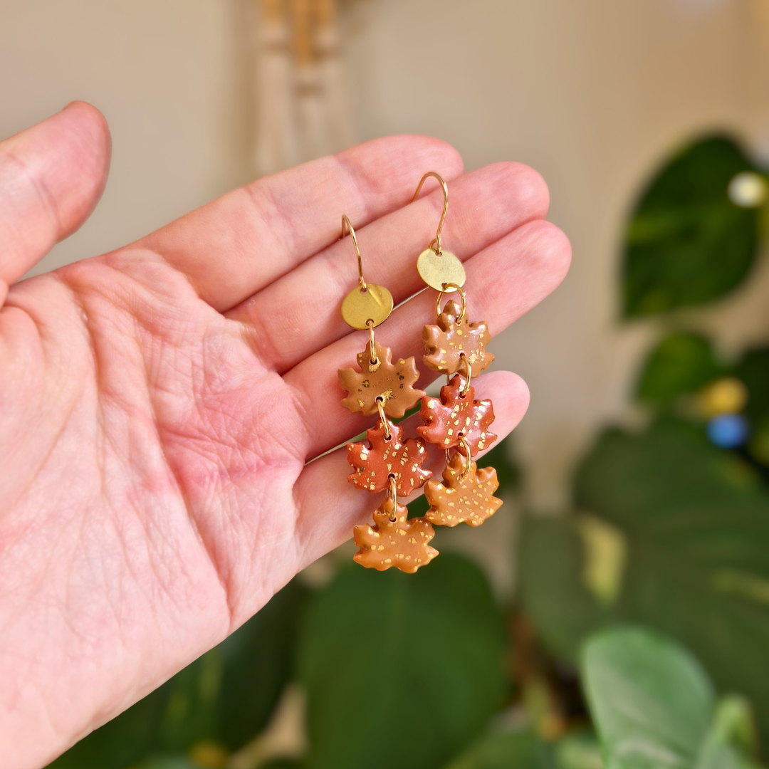 Trio Maple Leaf Drop Earrings
