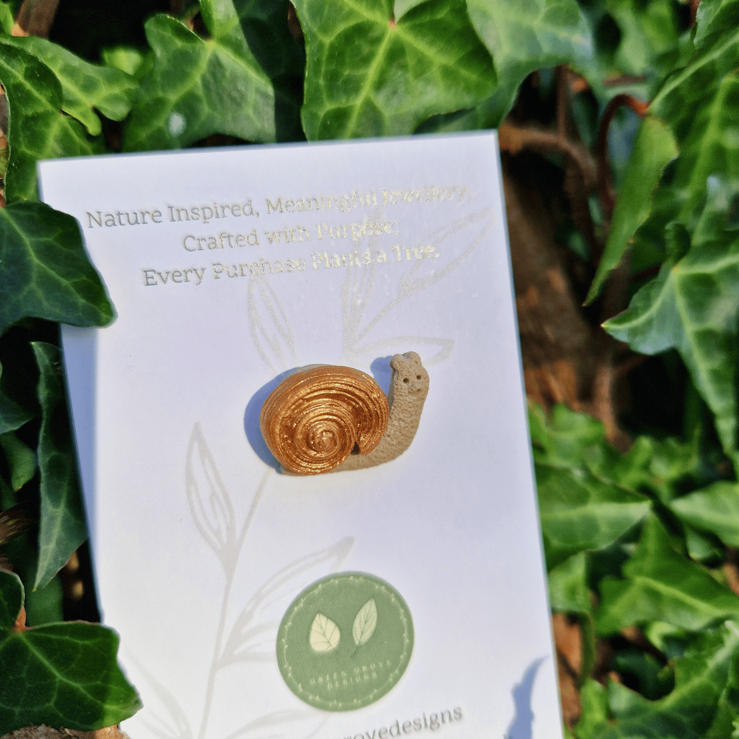 Happy Snail Polymer Clay Pin