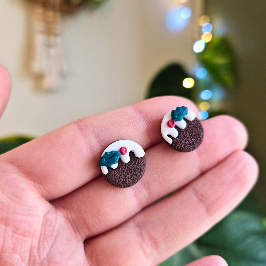 Christmas Pudding Stud Earrings