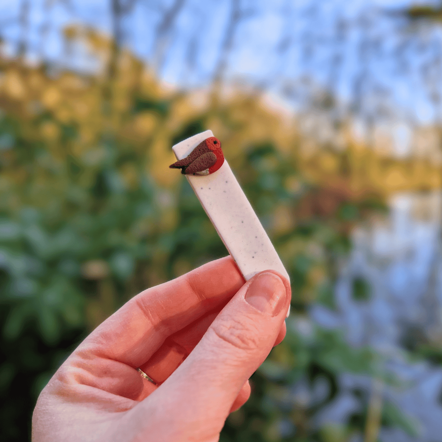 Robin British Bird Polymer Clay Decorative Plant Tag