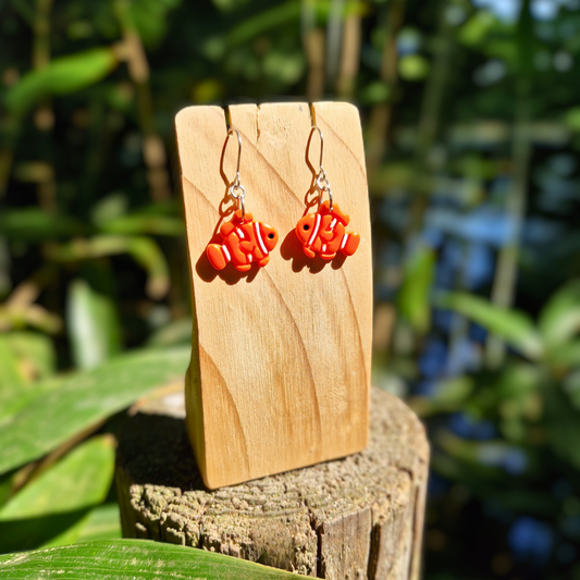 Summer Clownfish Hand Painted Hook Earrings