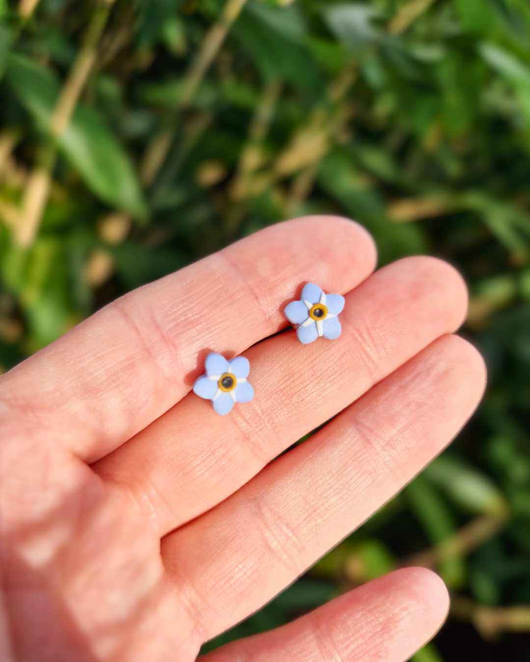 Dainty Polymer Clay Forget-me-not Studs