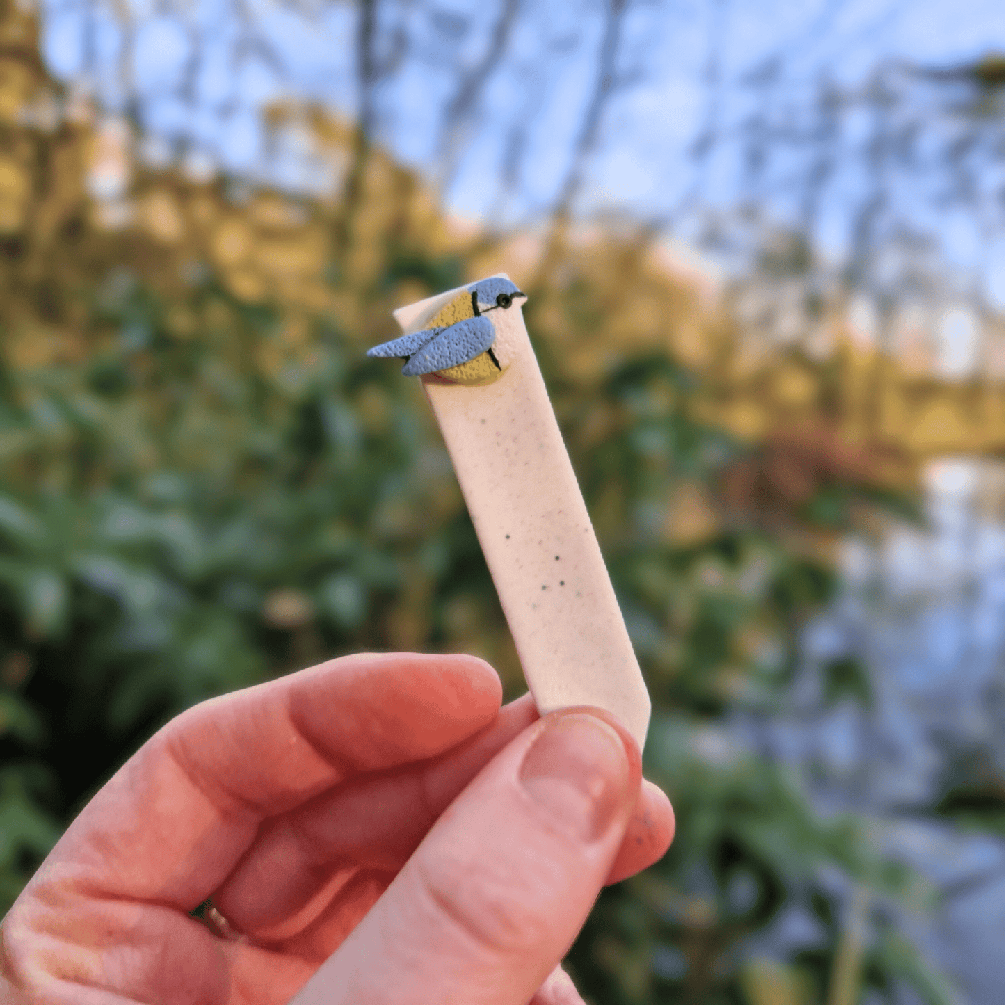 Blue Tit British Bird Polymer Clay Decorative Plant Tag