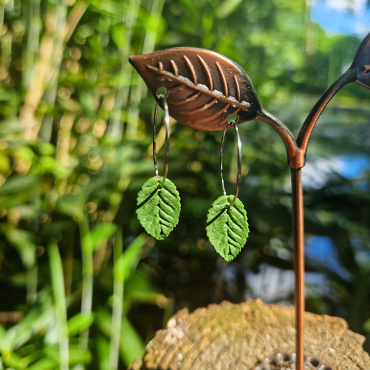Polymer Clay Detailed Leaf Hoop Earrings