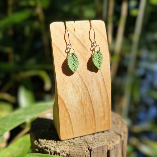 Polymer Clay Detailed Leaf Hook Earrings