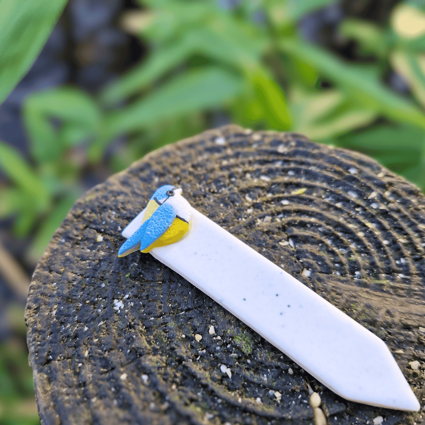 Blue Tit British Bird Polymer Clay Decorative Plant Tag