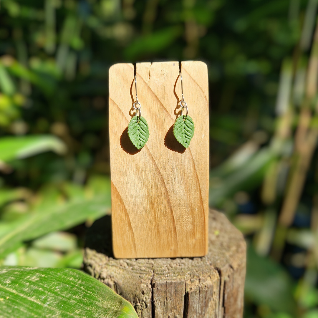 Polymer Clay Detailed Leaf Hook Earrings