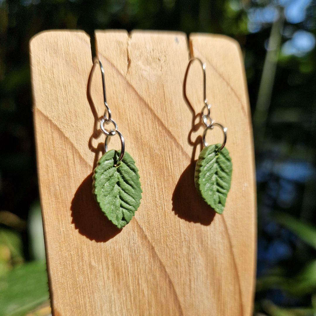 Polymer Clay Detailed Leaf Hook Earrings