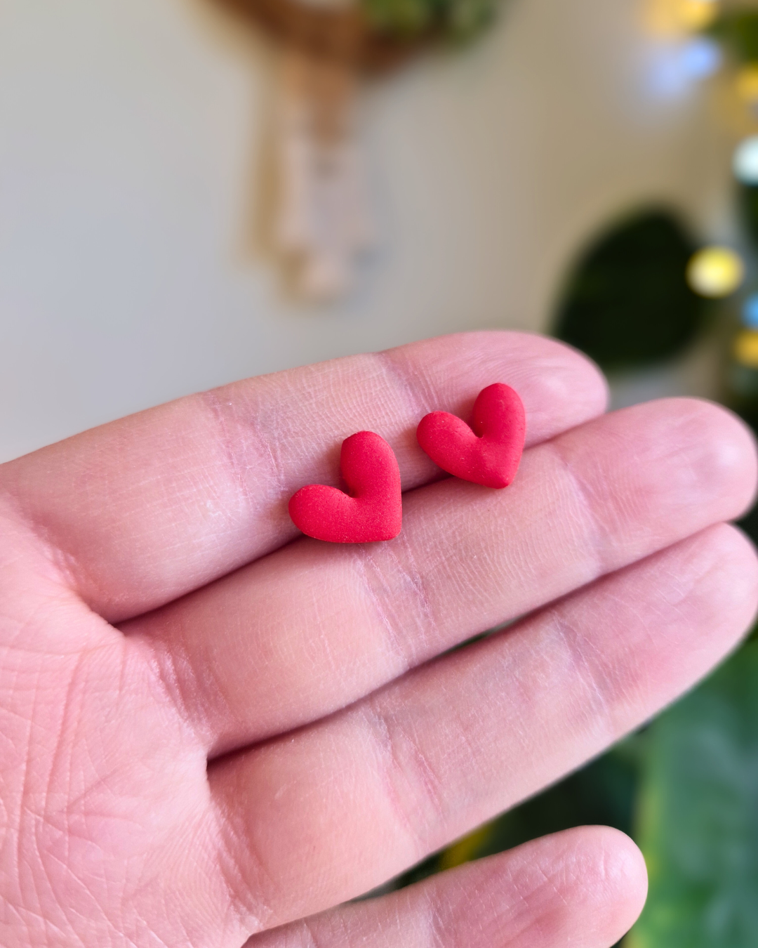 Classic Red Heart Studs
