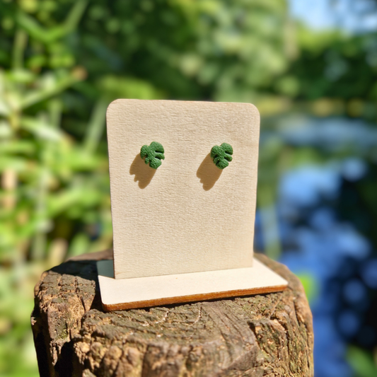 Polymer Clay Teeny Monstera Deliciosa Stud Earrings