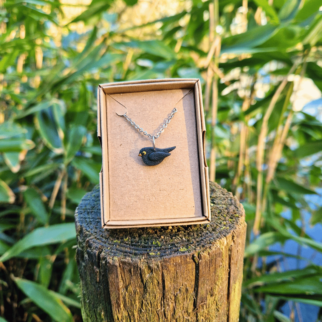 Blackbird British Bird Polymer Clay 20" Necklace