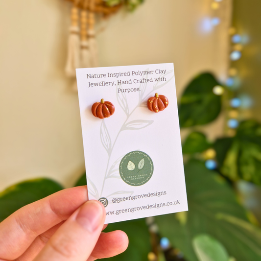 Gold Accent Pumpkin Stud Earrings